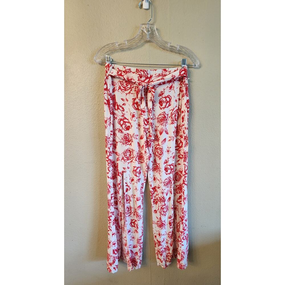 Dizzy Gal Rayon Dress Pants with Slits Women's SZ Medium Romantic Roses